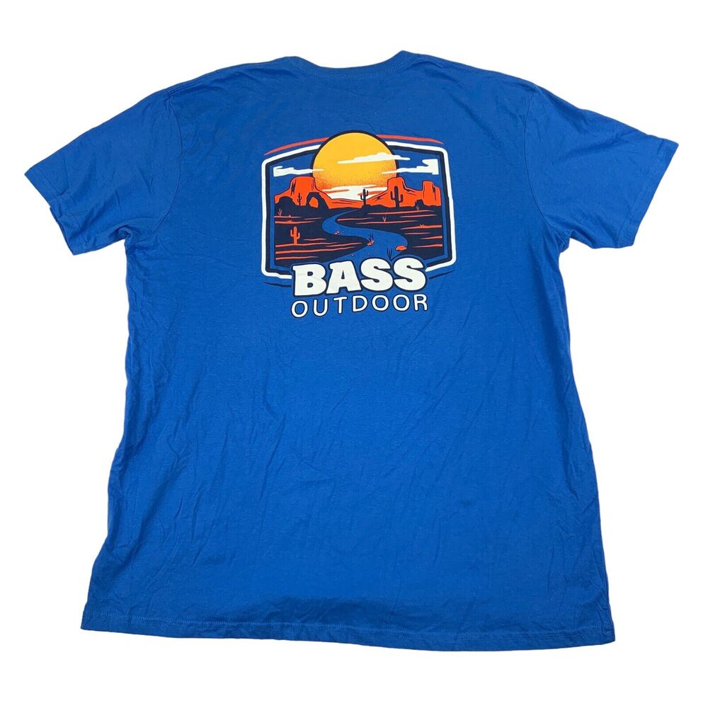 Bass Outdoor Mens Mesa Path Short Sleeve Crewneck Cotton T-Shirt Blue 2XL